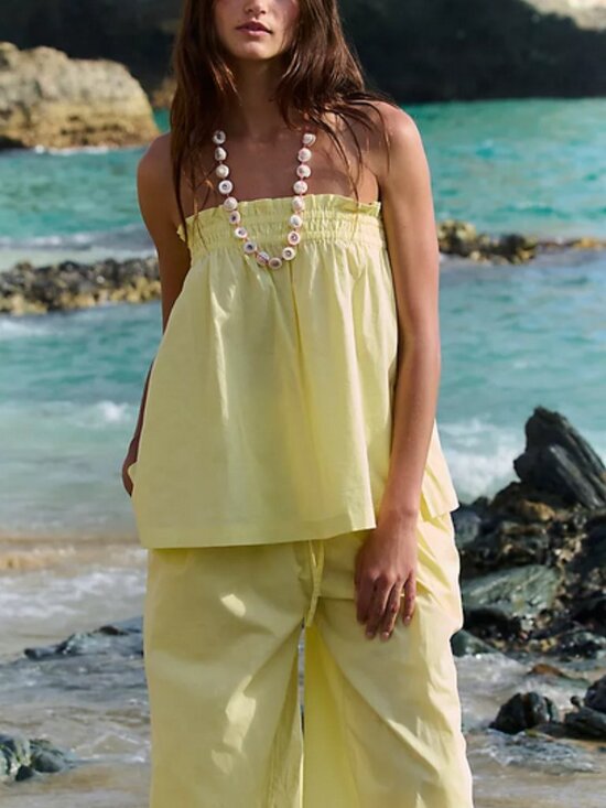 Free People Tops - Free People Corfu Tube Top Chardonnay Strapless Ruffle Trim NWT S